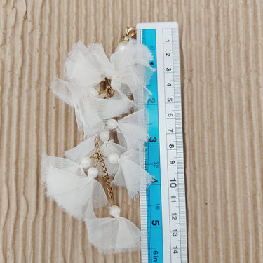 White Tissue and Chain Latkan Indian Latkans, Pear Latkan Tassels, Blouse Latkan Sewing Latkans Bridal Tassels 1 Pair